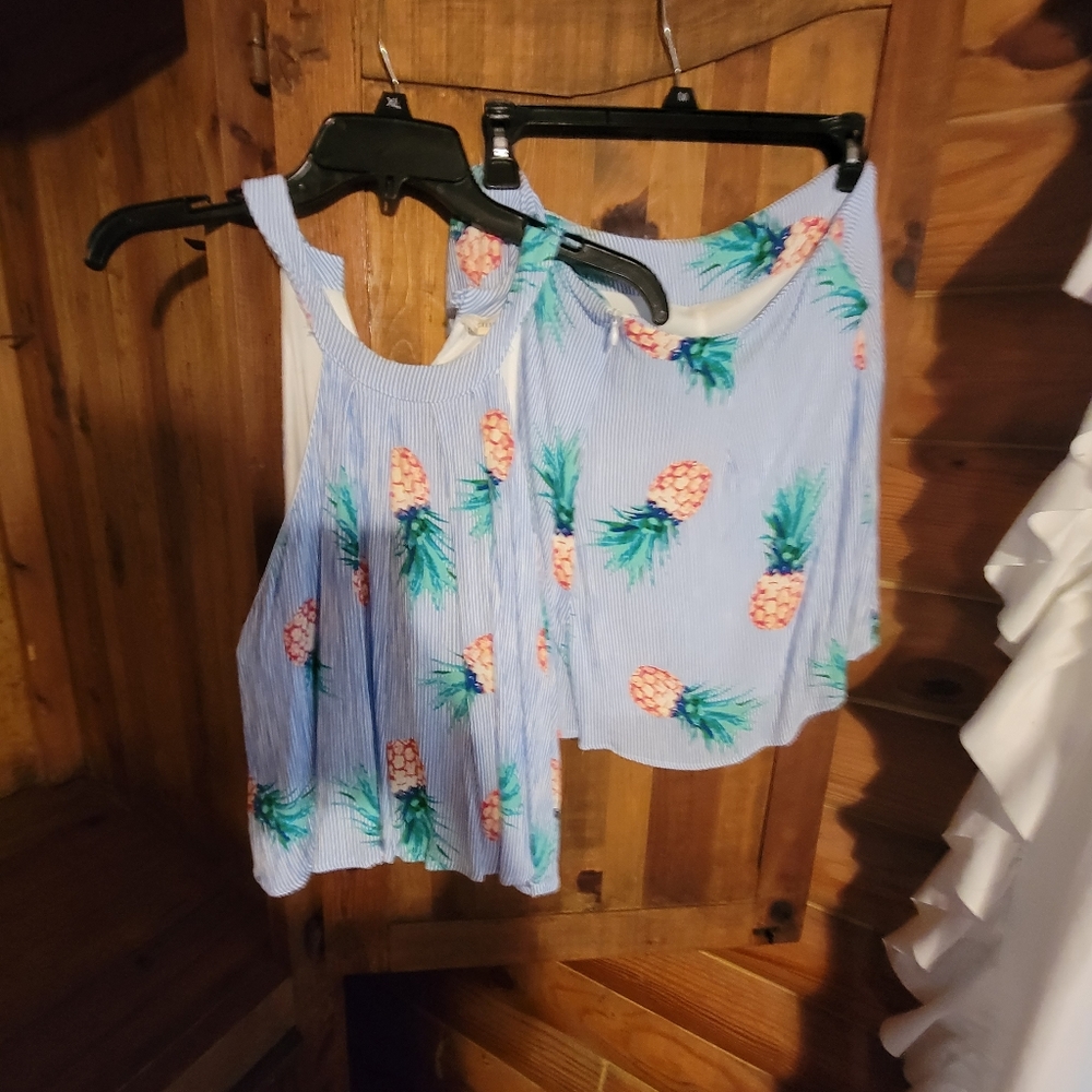 Pineapple crop top 2 piece set